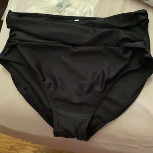 Black crisscross bikini bottom high waisted